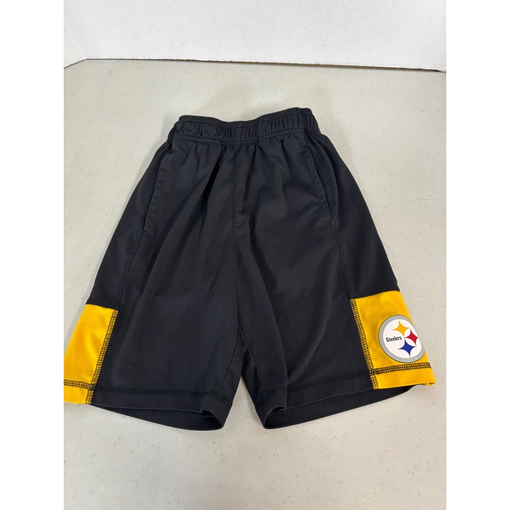 NFL Team Apparel Pittsburgh Steelers Boys Athletic Shorts Black Yellow Kids L 7